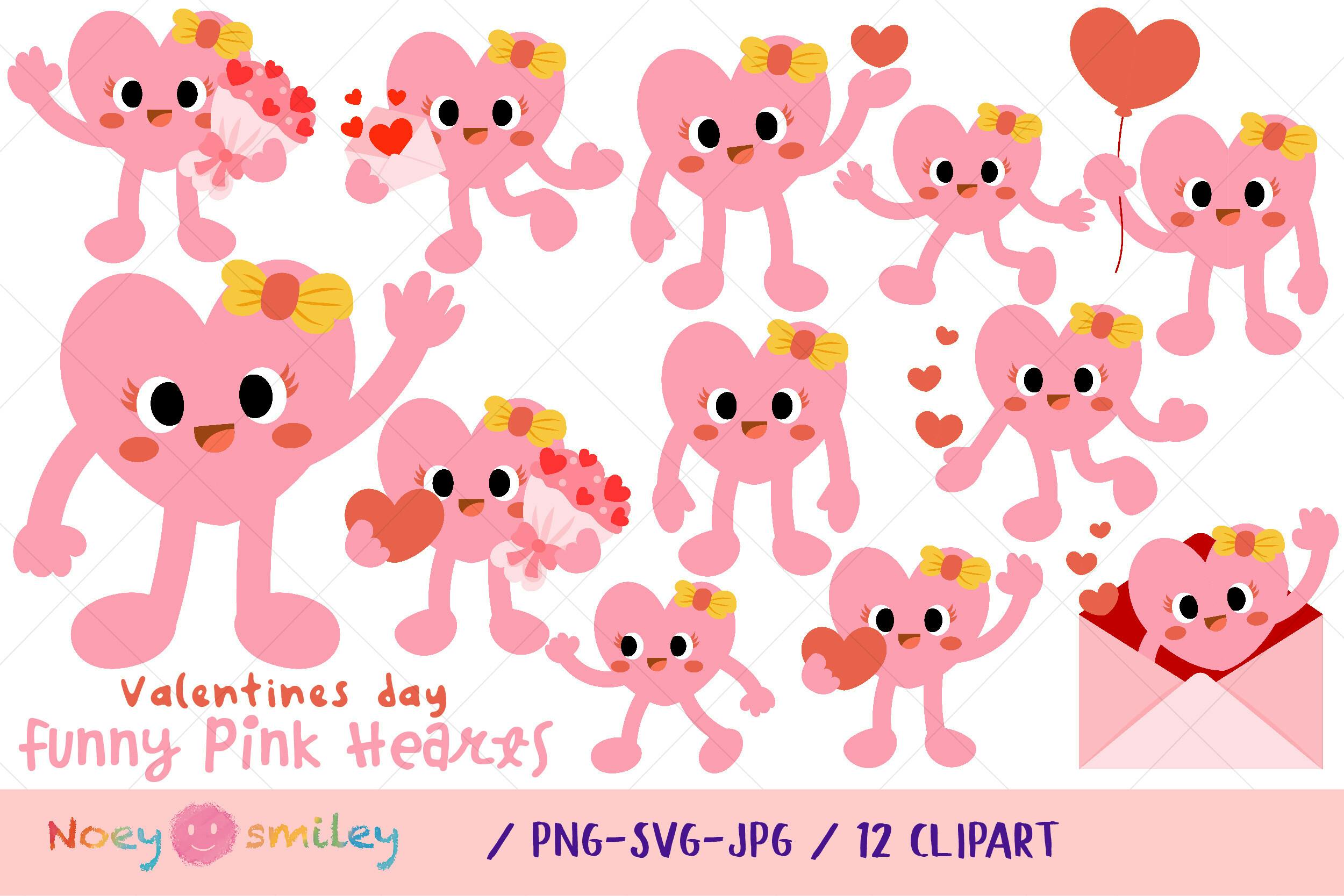 Pink Hearts Funny Cartoon