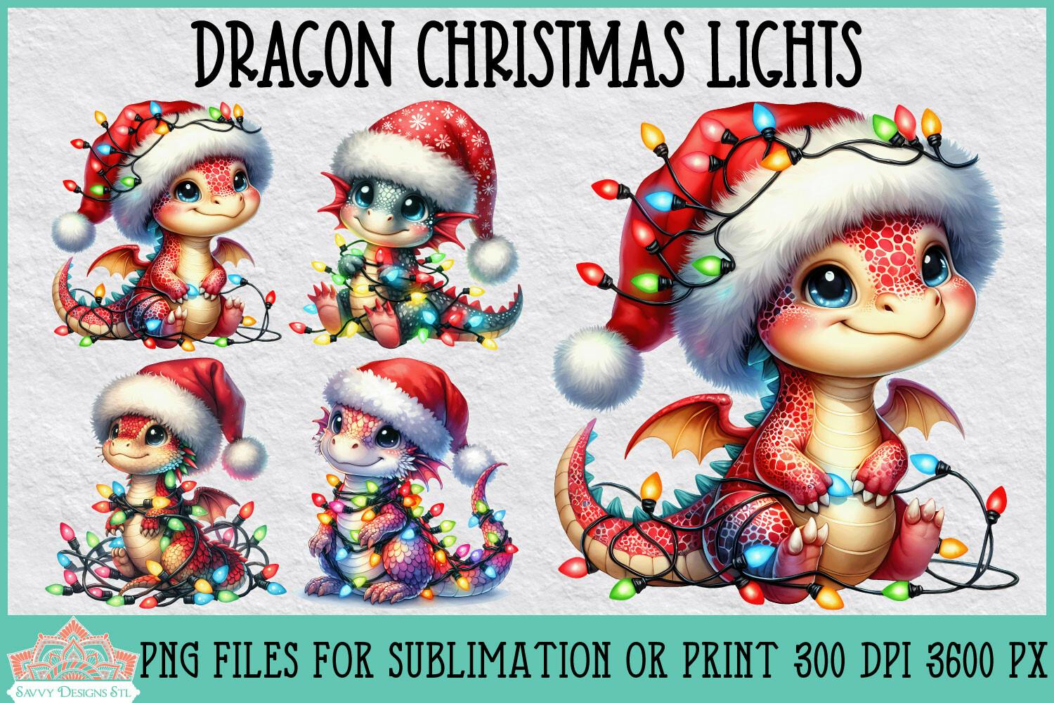 Dragon Christmas Lights Clipart