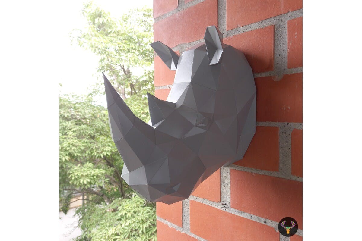 Finished 3D Papercraft Rhino Head