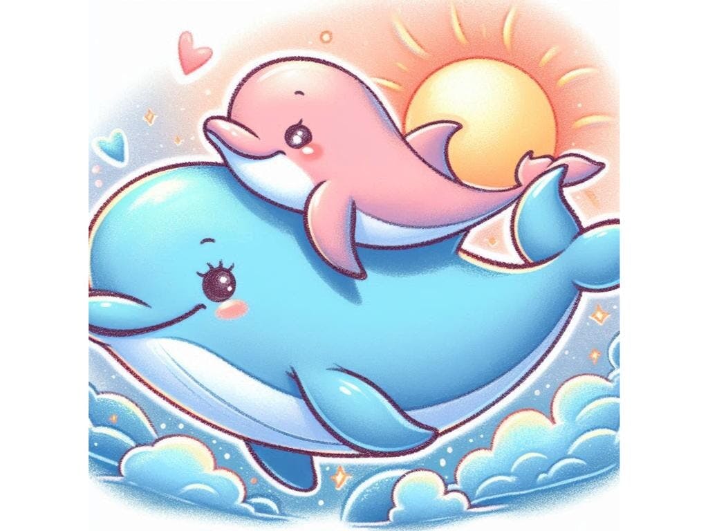 Dolphin and Baby Whale Art 1