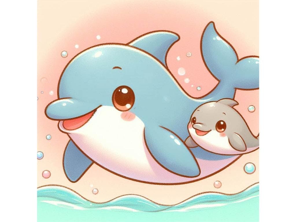 Dolphin and Baby Whale Art 2