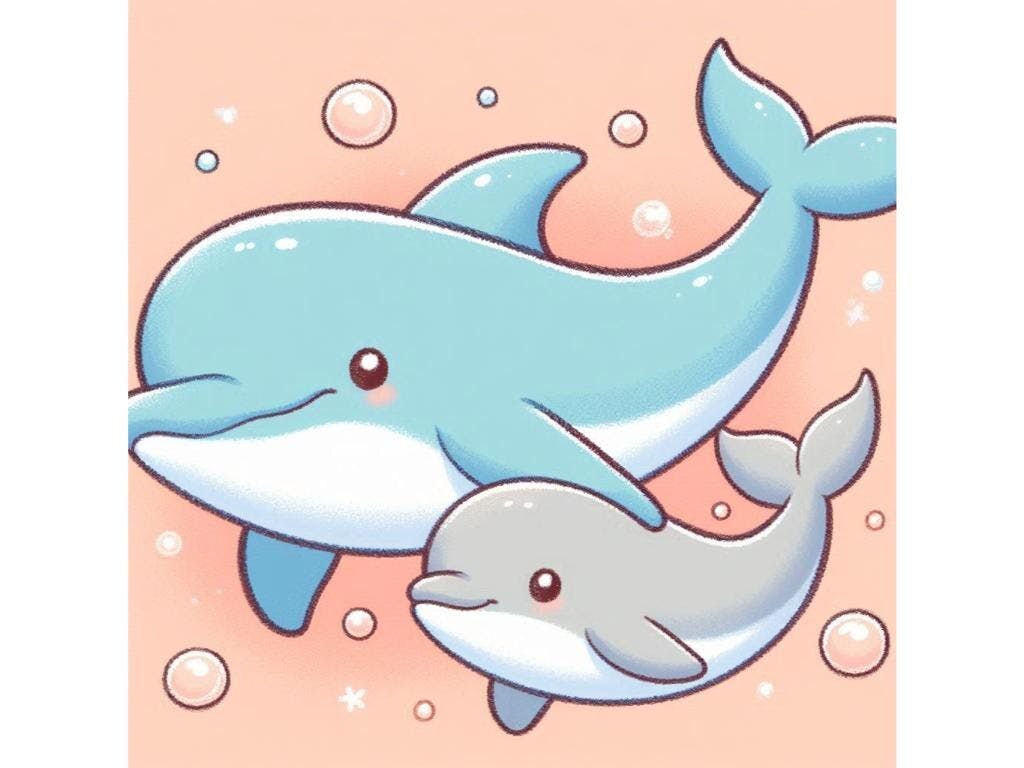 Dolphin and Baby Whale Art 3