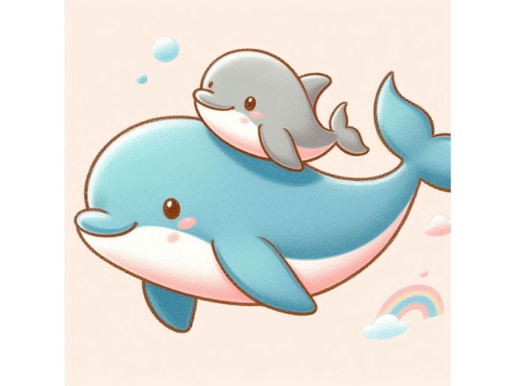 Dolphin and Baby Whale Art 4