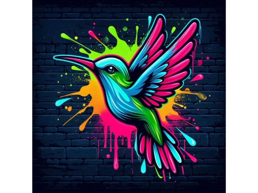 Neon Graffiti Hummingbird