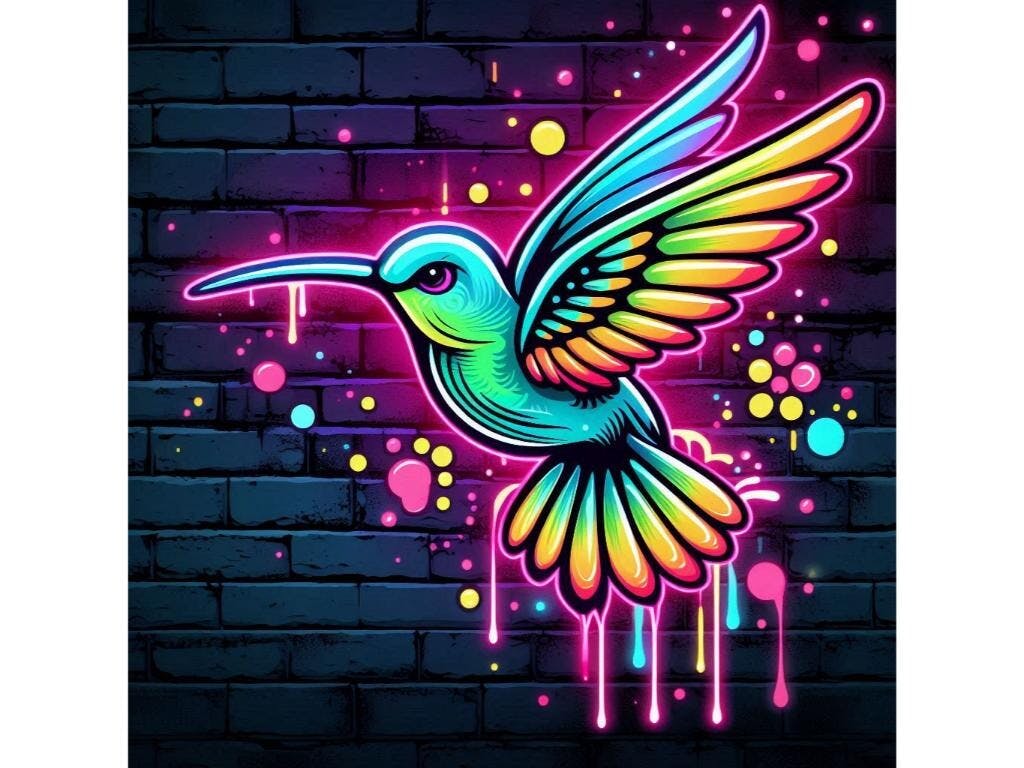 Neon Graffiti Hummingbird 4