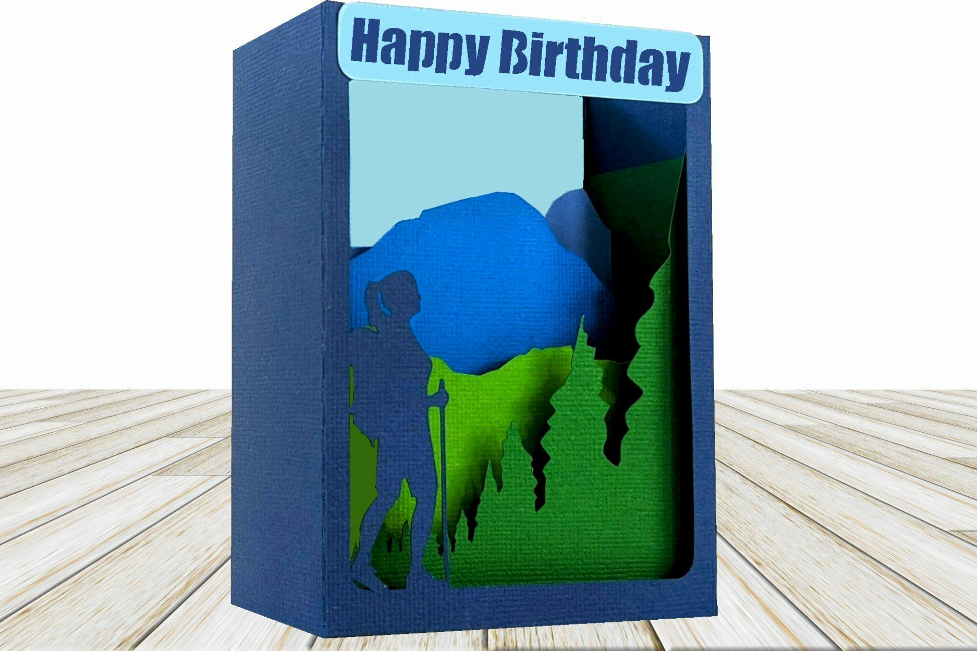 Mountain Hike Shadowbox Card