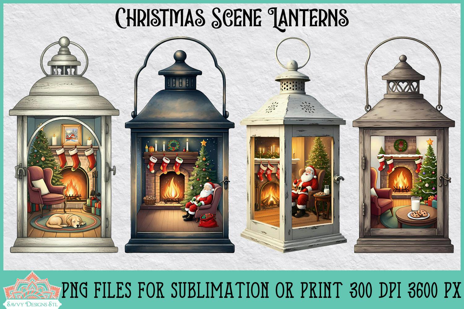 Christmas Scene Lanterns 1