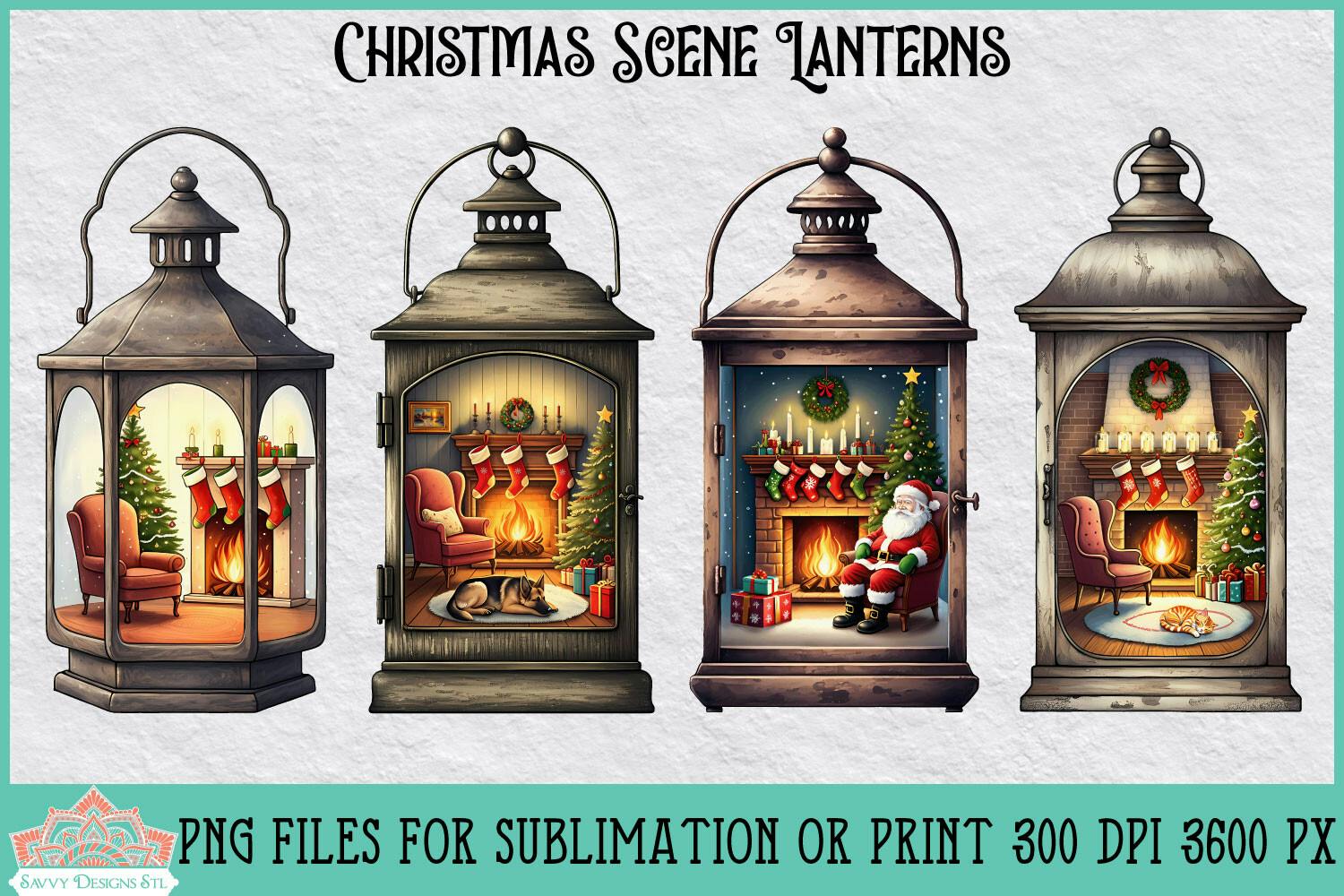 Christmas Scene Lanterns 1