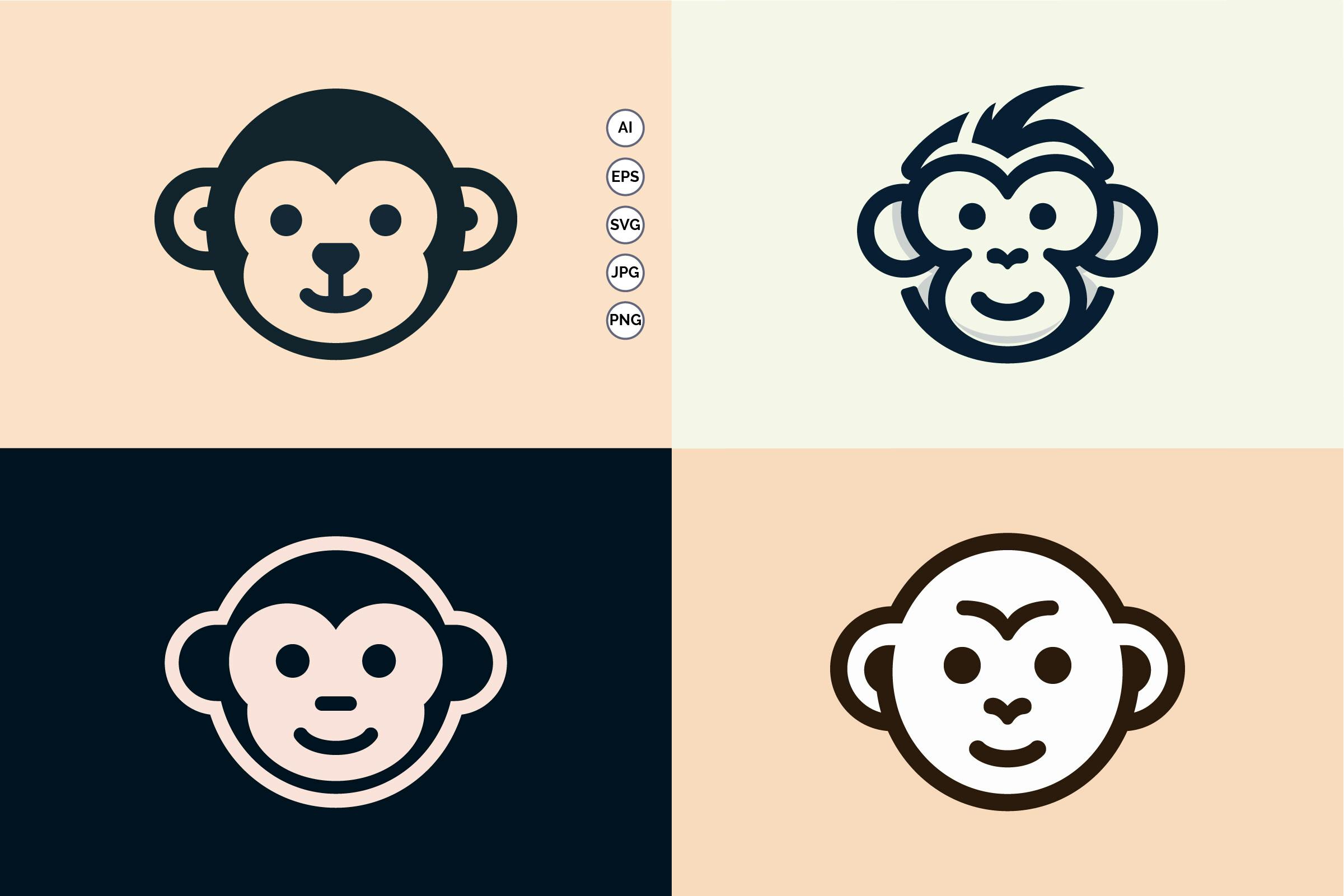 Monkey Face Silhouette Logo