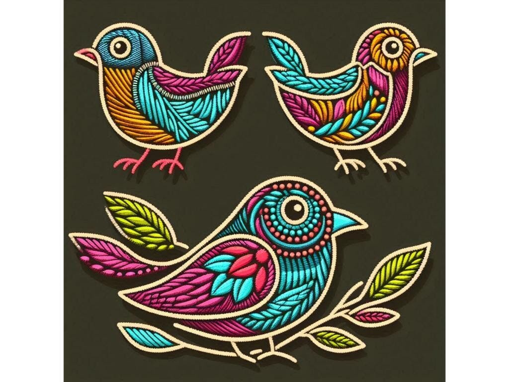 Embroidered Bird Pattern