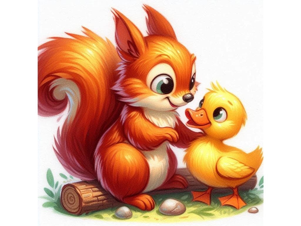 Squirrel and Duck Illustration