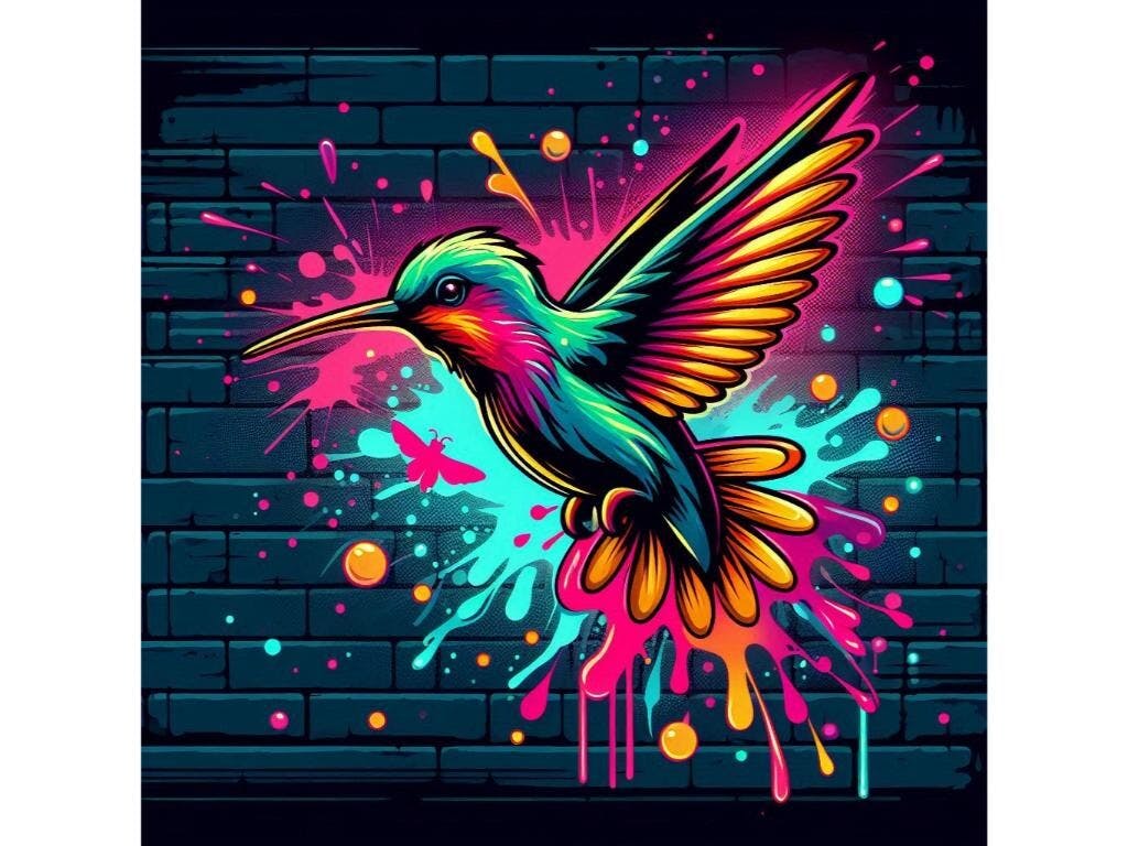 Neon Graffiti Hummingbird 2