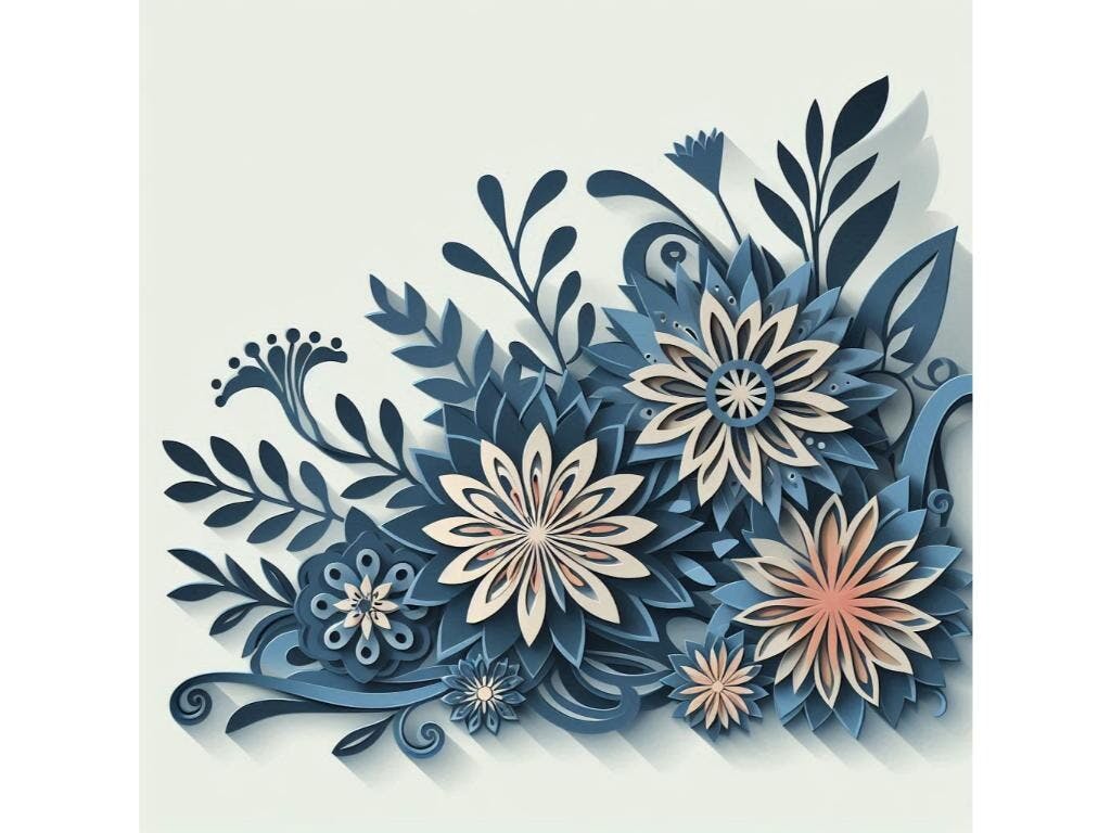 Paper Cut-out Style Floral Design