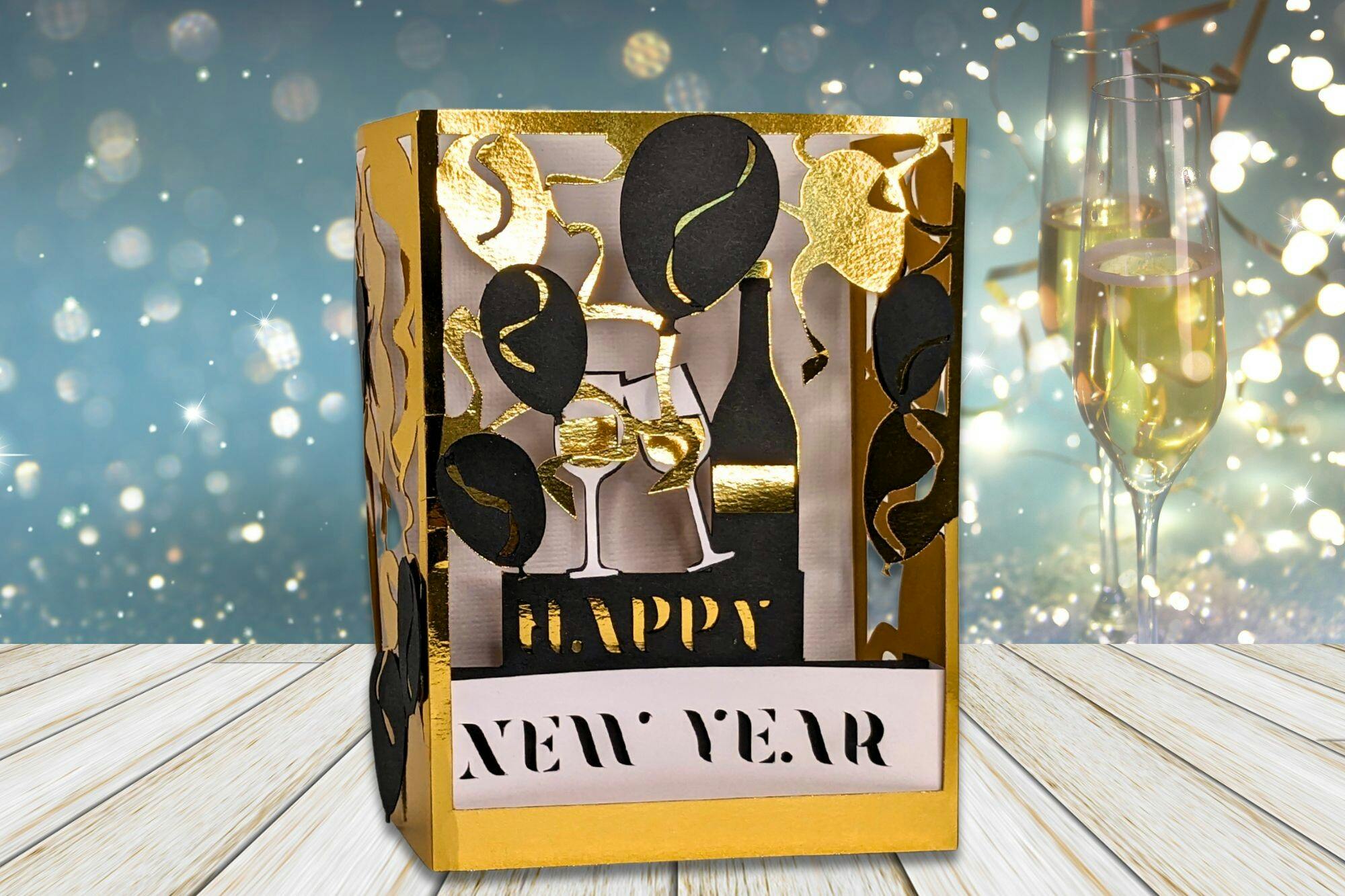 New Year Balloons Shadowbox Card