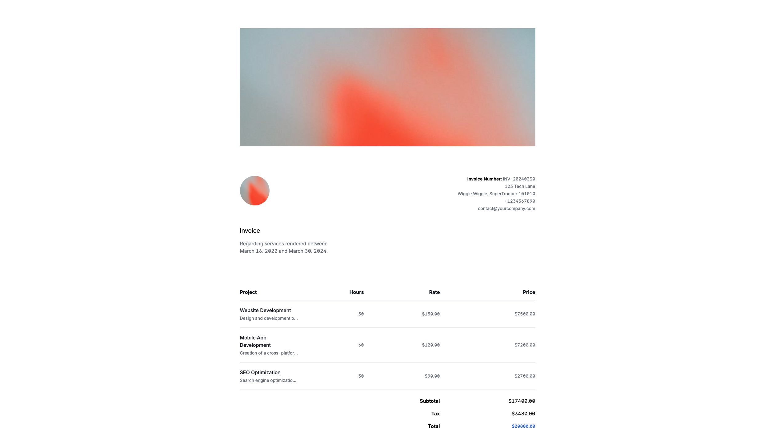 How to create and print an invoice Tailwind CSS