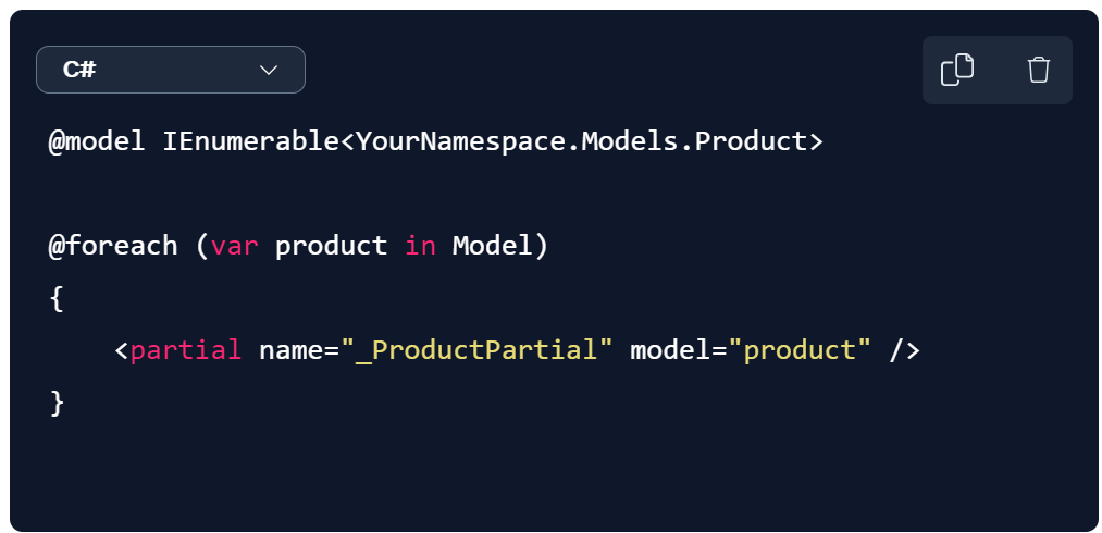 Using a Tag Helper to render a strongly typed partial view in ASP.NET Core MVC