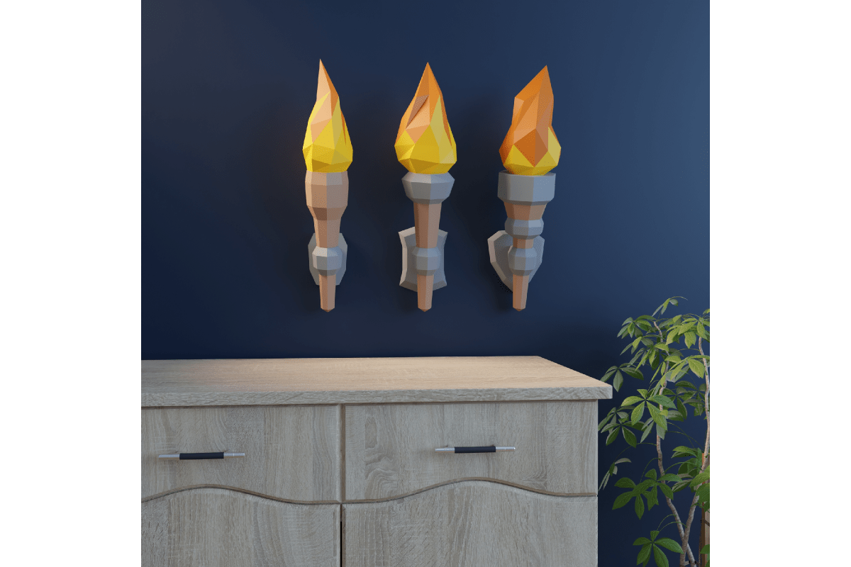 3D Papercraft Torches Free