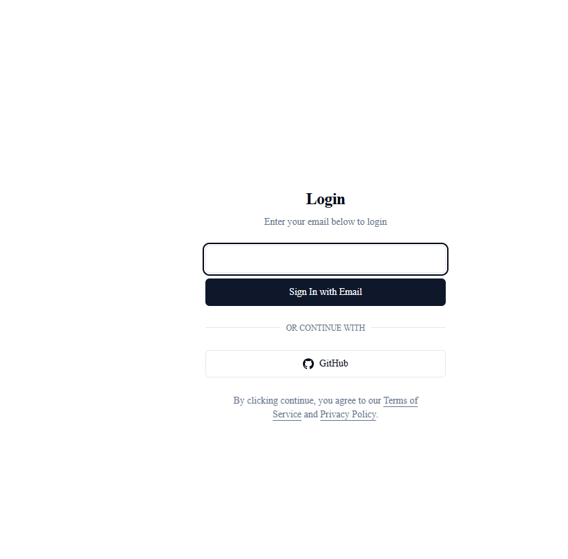 Screenshot of the login page