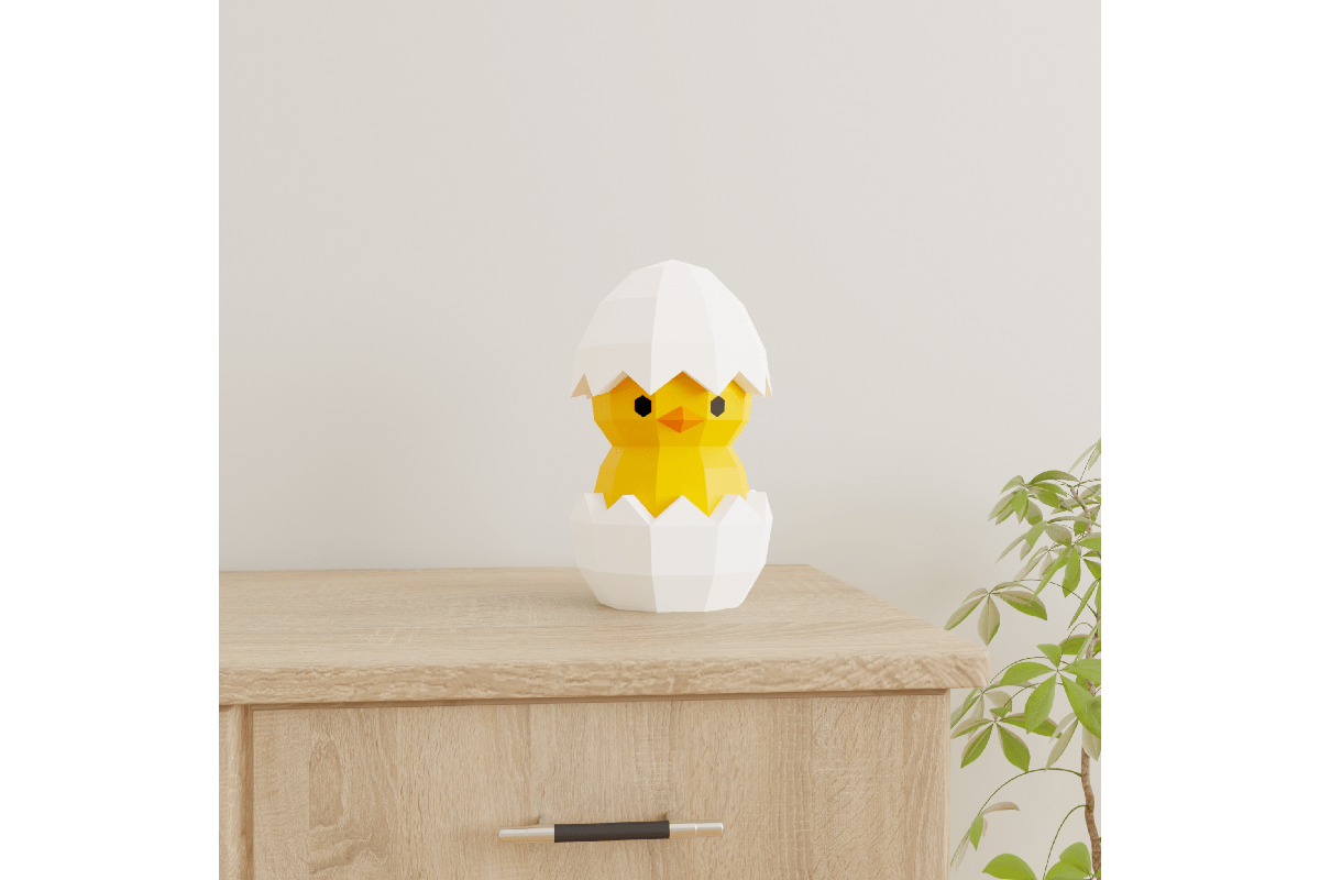 3D Papercraft Chick in Egg Free