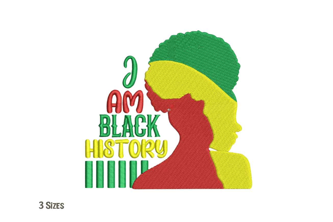 I Am Black History Silhouette Embroidery Free