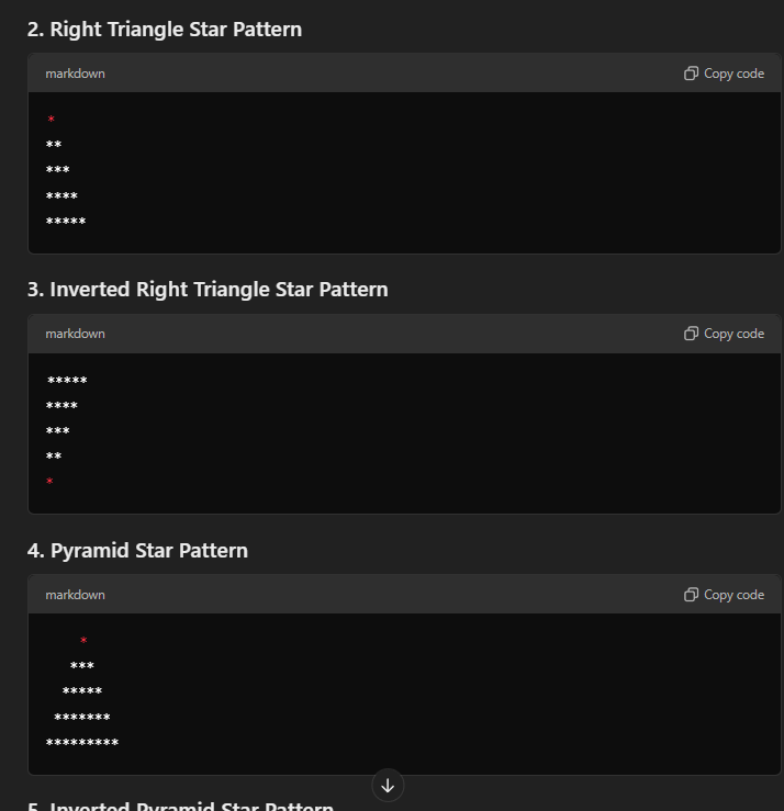 Pattern Program Questions in Java