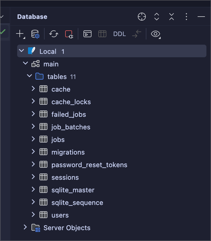 SQLite Database in PhpStorm