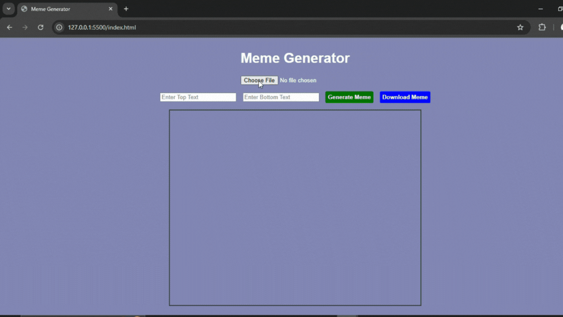 Meme Generator project working in the browser