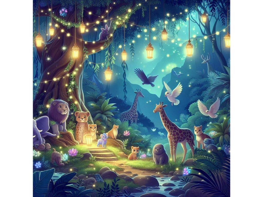 A Magical Jungle Scene with Glowing Anim Free