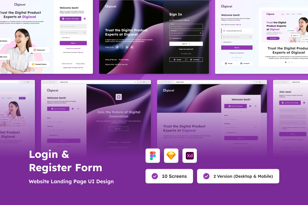 Modern Login & Register UI Kit Free