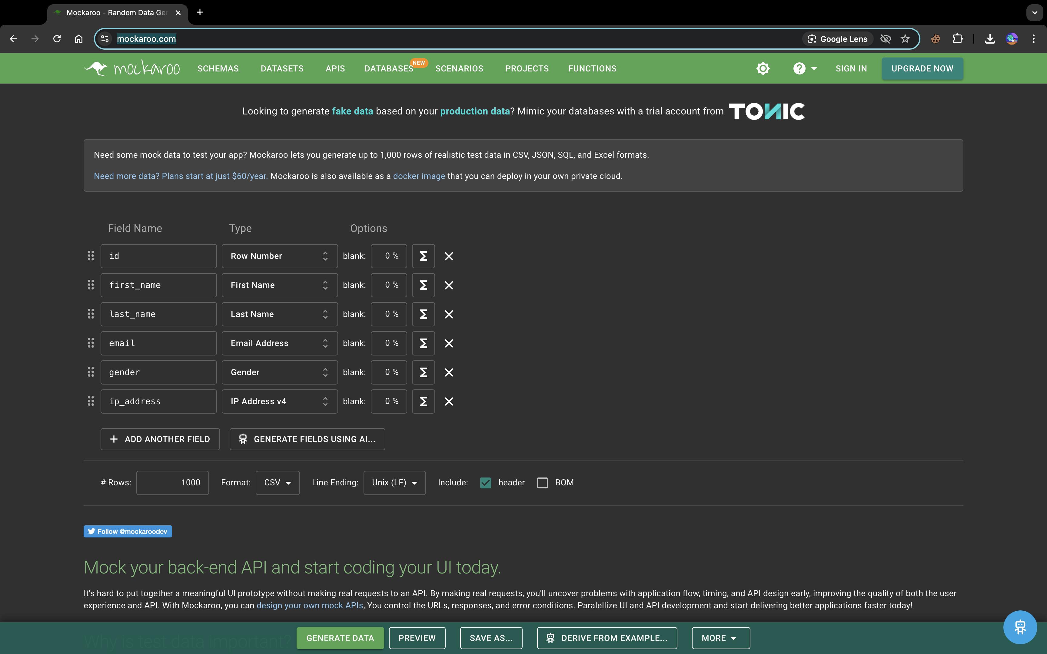 Mockaroo - Mastering Test Data Generation