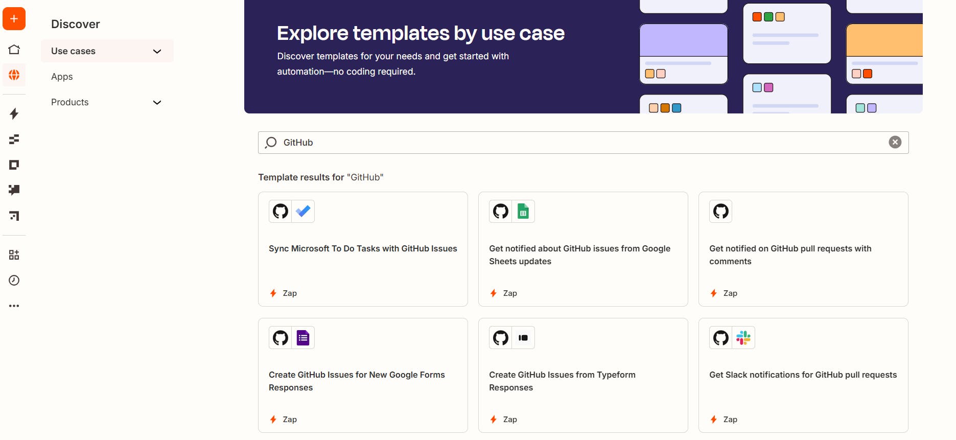 Explore templates for GitHub