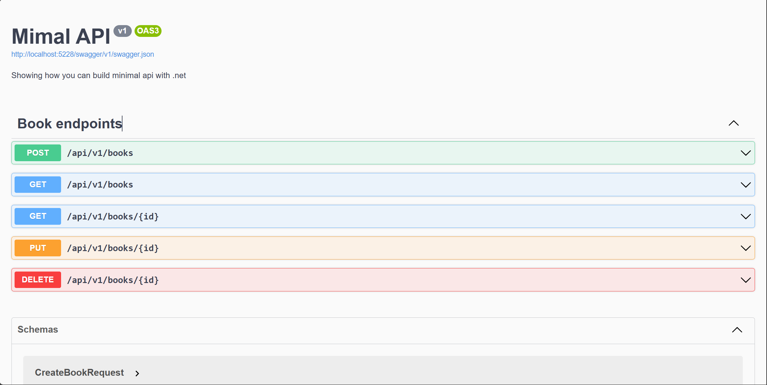 Book API Endpoints Swagger UI 