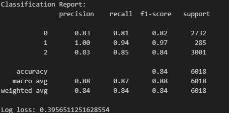 Performance of the model trained with selected features