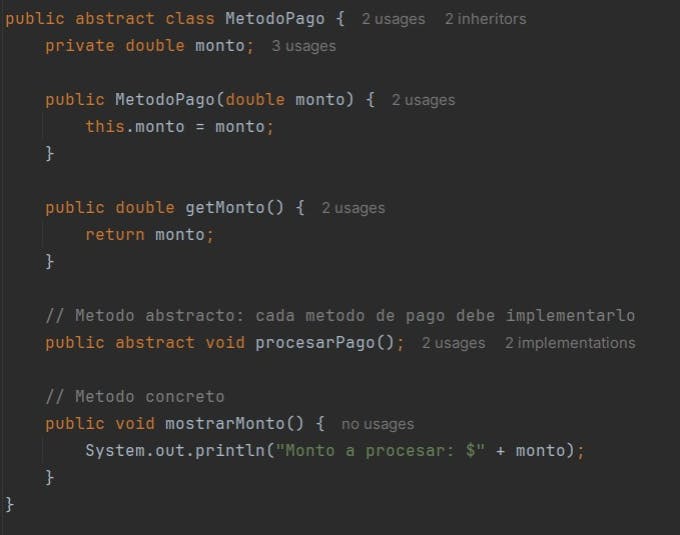 Imagen 1: Clase Abstracta MetodoPago