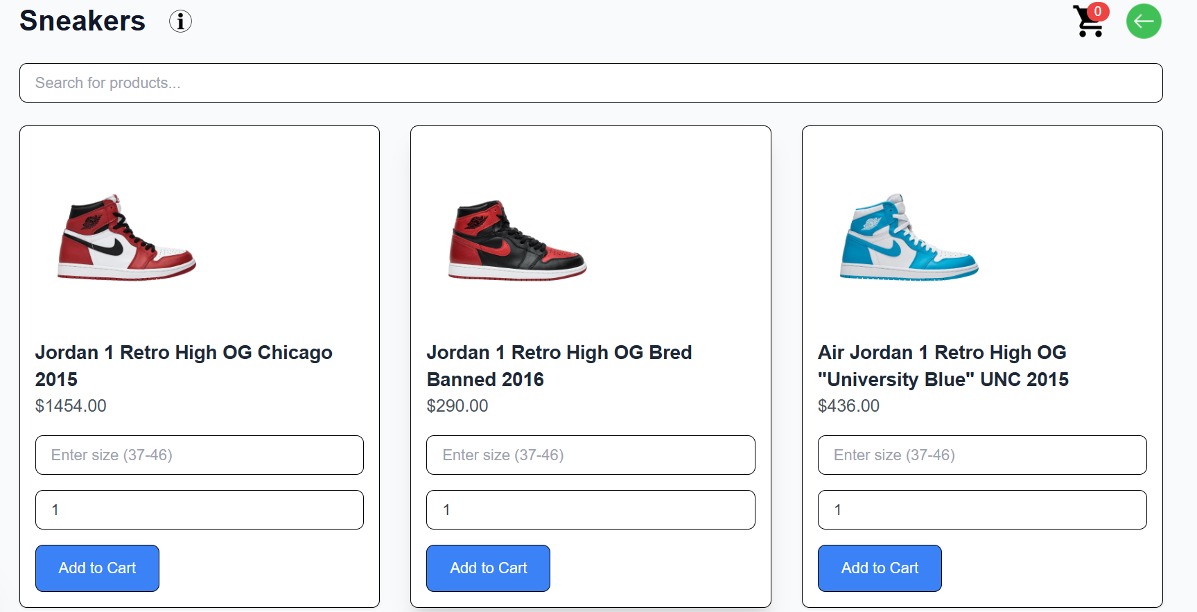 Jordan Sneakers Store using Next.js