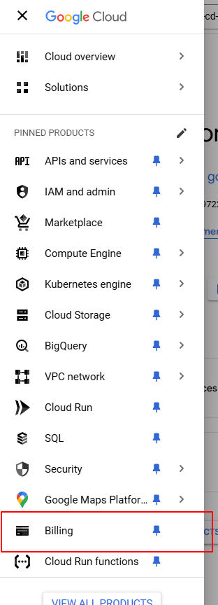 Navigate to Google Cloud Billing dashboard/section 