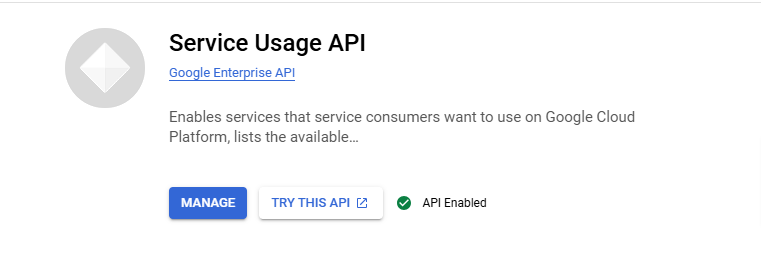 Enable the Google Cloud "Service Usage API" in the project