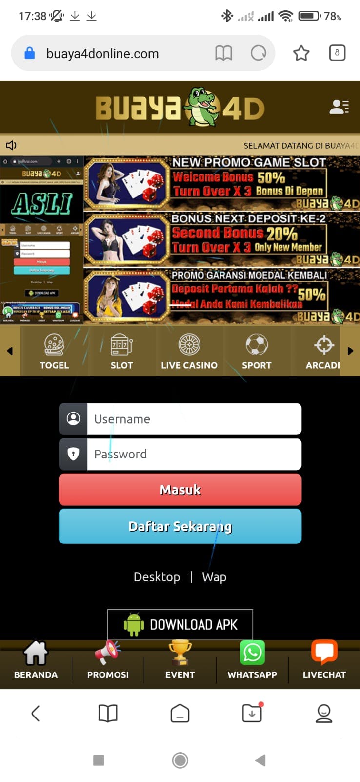 tampilan mobile buaya4d