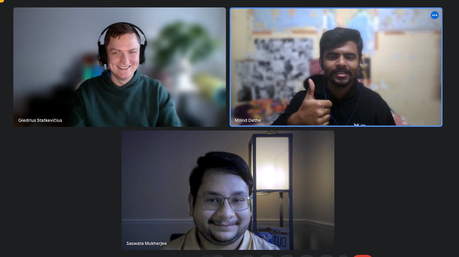 Screenshot of last meeting with mentors