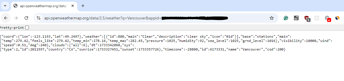 A sample response to the geocoding API