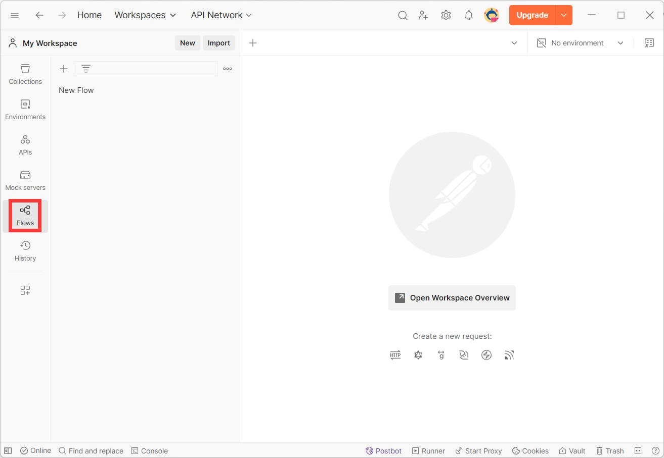 creating new Postman flows