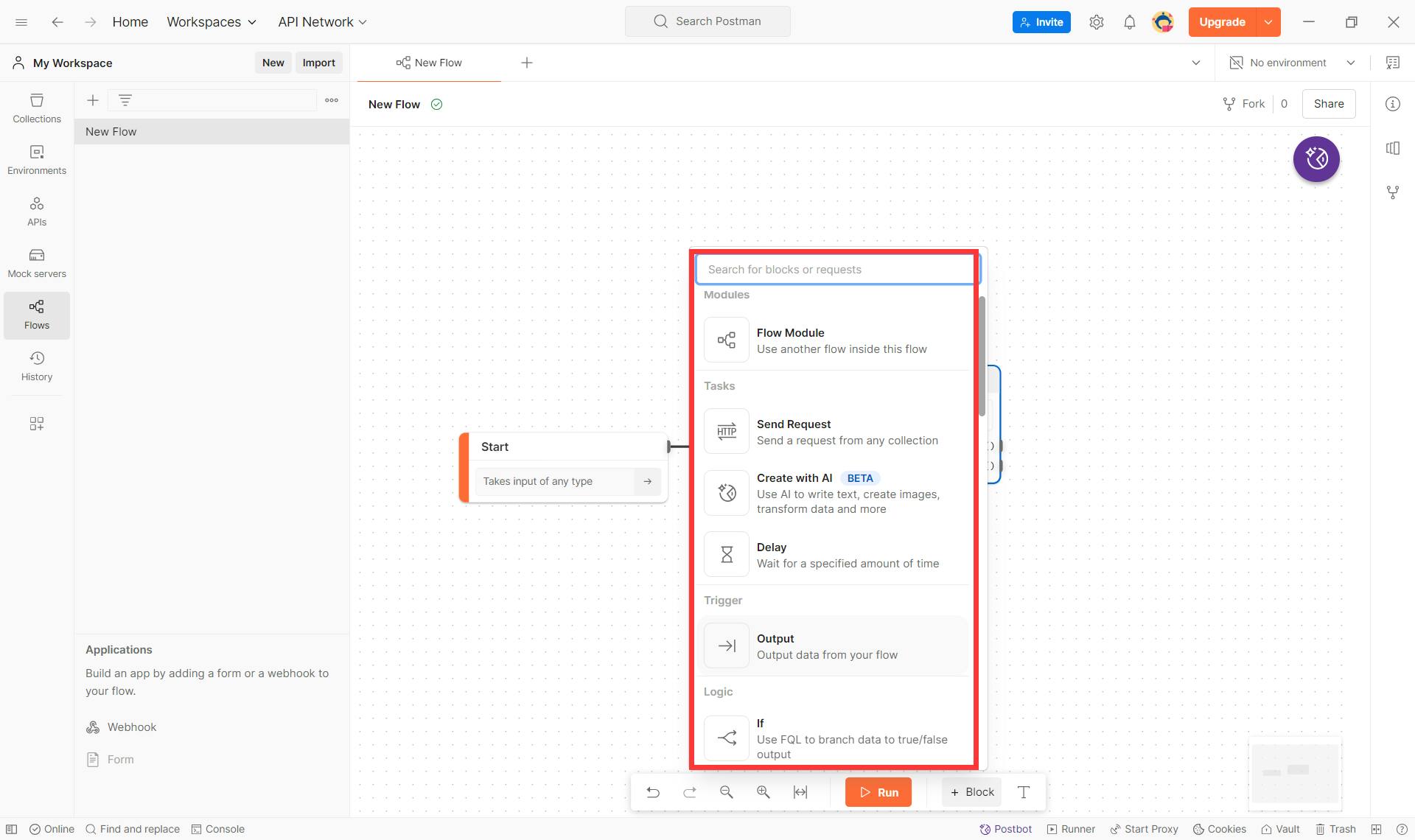 adding block rules to Postman flows