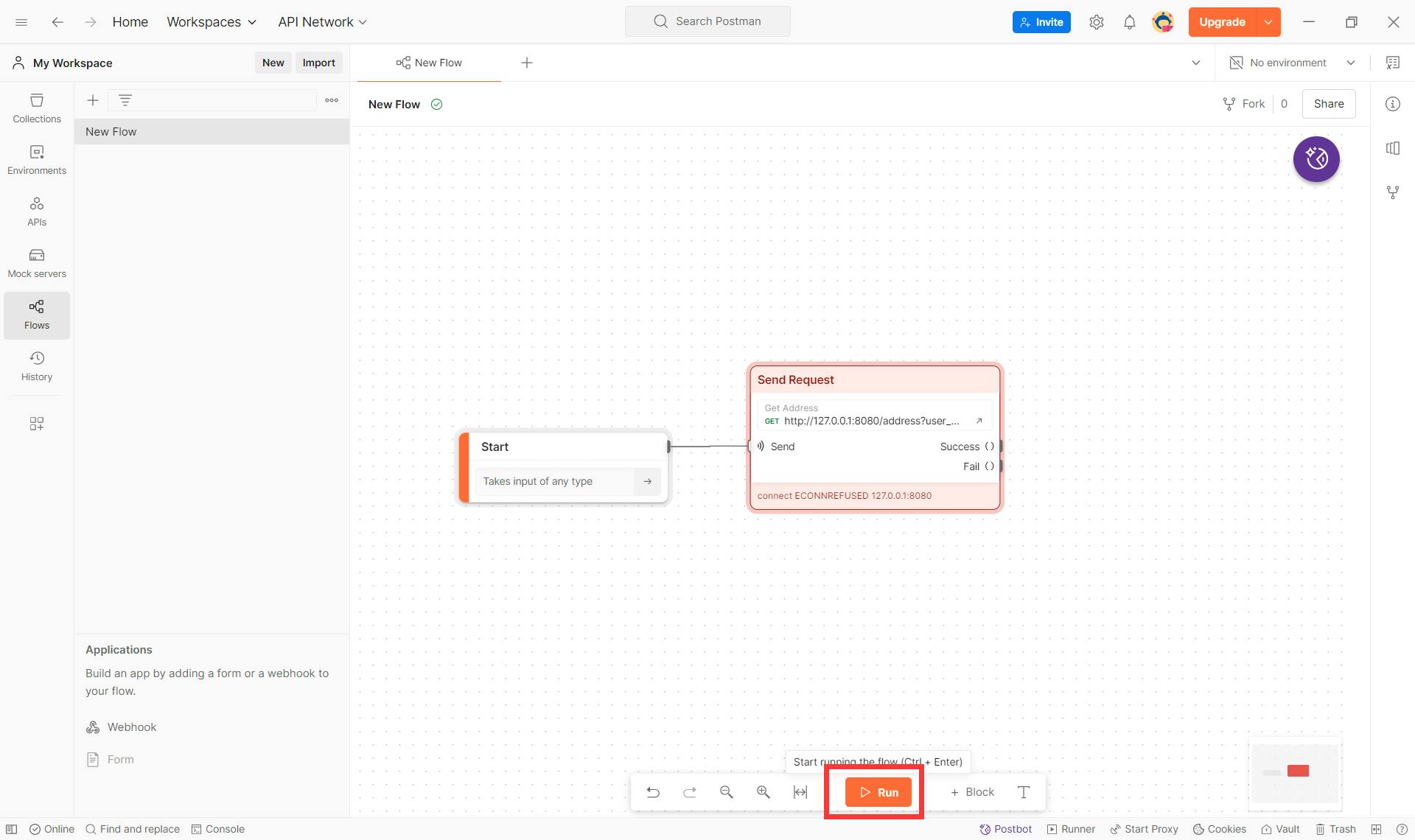 running Postman flows