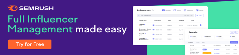 Influencer management tool of SEMrush