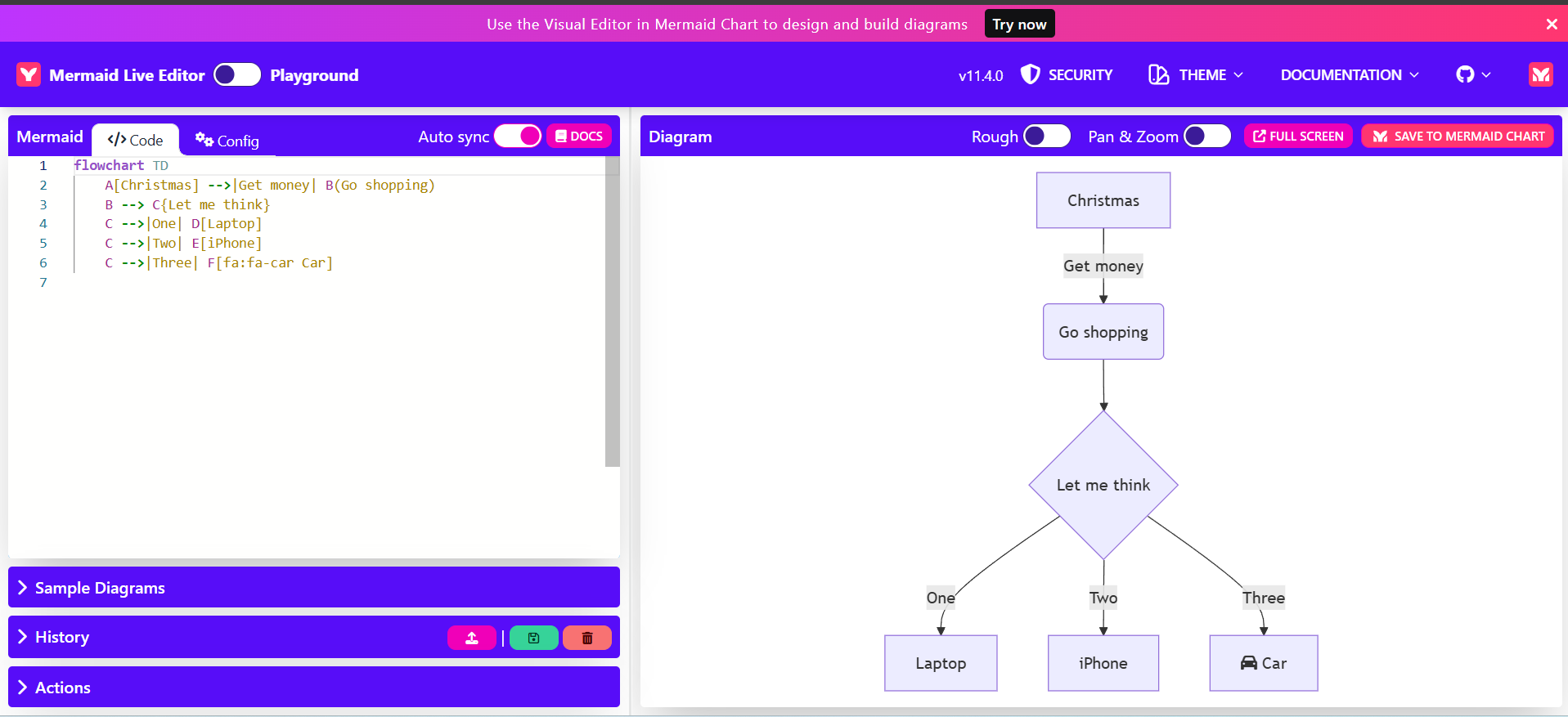 Screen shot of Mermaid Live Editor