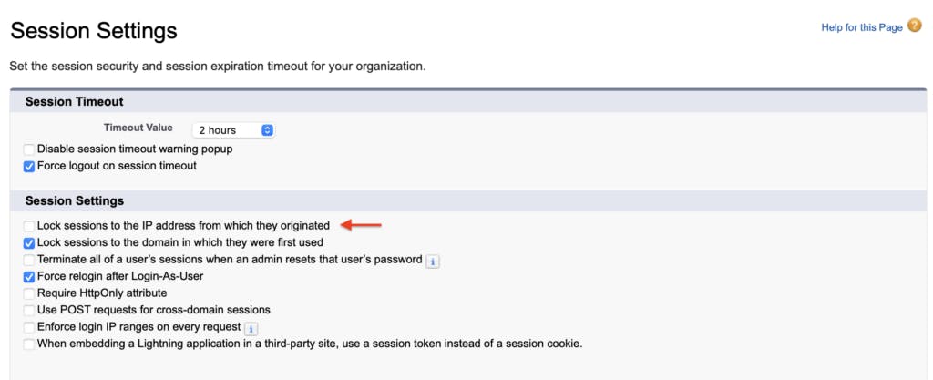 Session Settings Salesforce