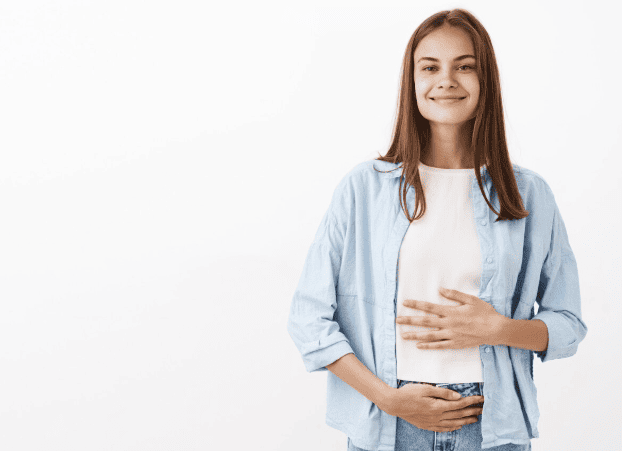 A women with good gut health