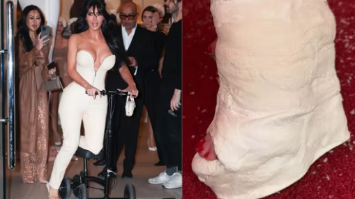 Kim Kardashian Turns Broken Foot Into a Fashion Statement with Trendy Wedge-Inspired Cast