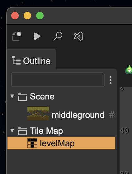 Tilemap object in the Outline view