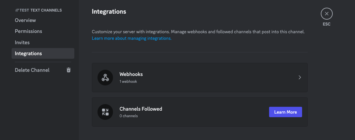 Integration of Webhooks